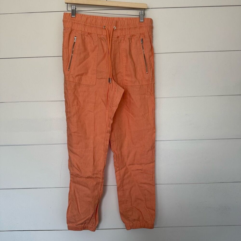 Athleta Women’s 8 Orange Cabo Linen Pants Summer LagenLook Minimalist